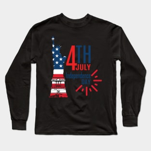 Red White and Blue Independence Day of United States Long Sleeve T-Shirt